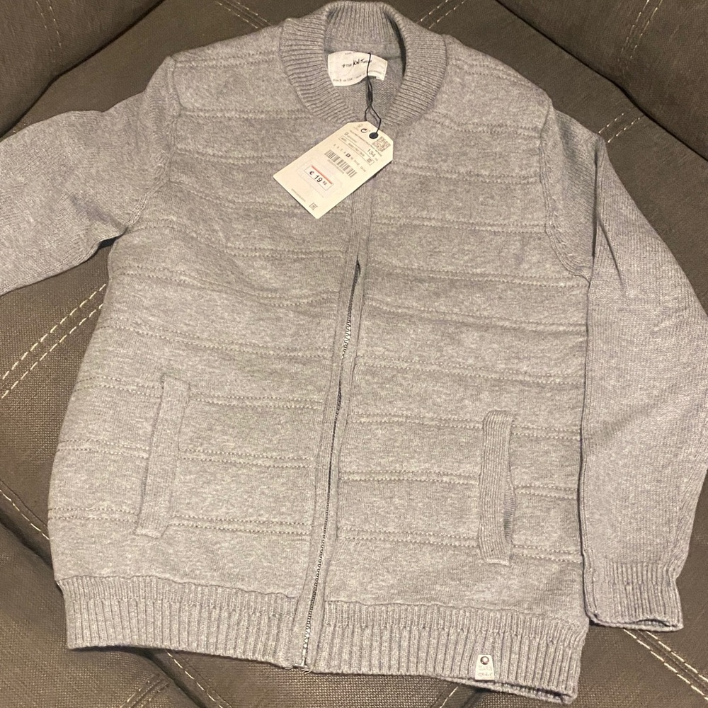 Zara Men's Light Gray Zip-Up Sweater